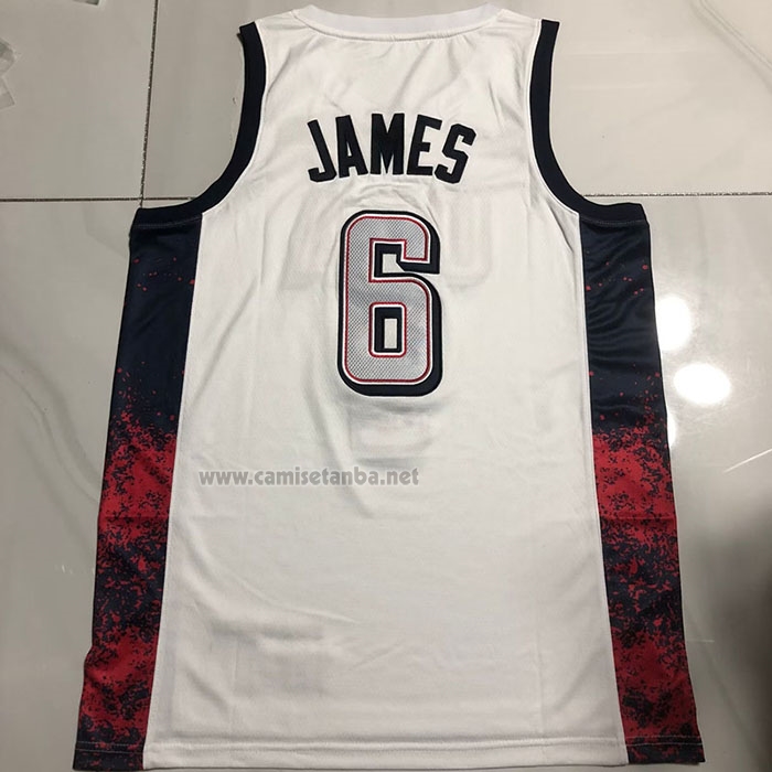 Camiseta USA 2024 LeBron James #6 Blanco